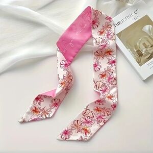 2× Bag Twilly Purse Skinny Scarf Pink Floral